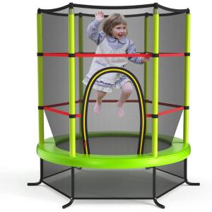 Giantex 55” Mini Kids Trampoline With Safety Enclosure Net, ASTM Approved, No-Gap Safe Design, Easy to Assemble 4.6 Ft Outdoor Indoor Small Toddler(Green)