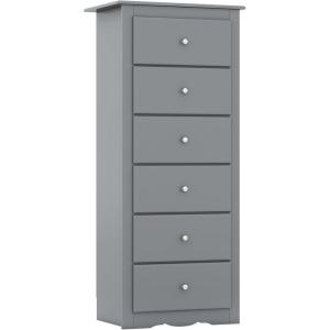 Giantex 6-Drawer Dresser for Bedroom, Wooden Chest of Drawers w/Metal Handles & Large Capacity, 16″ D x 23.5″ W x 53.5″ H Clothes Organizer, Modern Tall Dresser for Bedroom, Entryway, Living Room(Grey)