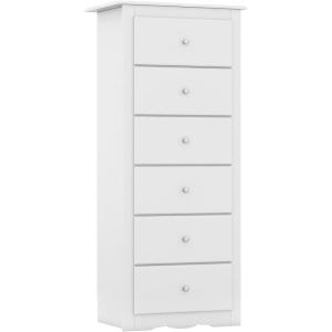 Giantex 6-Drawer Dresser for Bedroom, Wooden Chest of Drawers w/Metal Handles & Large Capacity, 16″ D x 23.5″ W x 53.5″ H Clothes Organizer, Modern Tall Dresser for Bedroom, Entryway, Living Room(White)