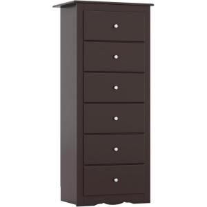 Giantex 6-Drawer Dresser for Bedroom, Wooden Chest of Drawers w/Metal Handles & Large Capacity, 16″ D x 23.5″ W x 53.5″ H Clothes Organizer, Modern Tall Dresser for Bedroom, Entryway, Living Room(Brown)