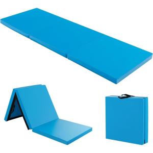 Giantex 6’x 2′ Gymnastics Mat, 2″ Thick Folding Tumbling Mat with Hook and Loop Fastener, Foldable Gym Mat with Carrying Handles, Cheer Mats for Kids Adults Home Exercise Aerobics Fitness(Blue)