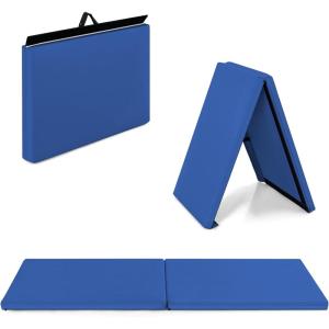 Giantex 6’x2’X1.6” Gymnastics Mat Thick Folding Panel for for Gym, Yoga, Exercise Mat with Hook & Loop Fasteners(Blue)