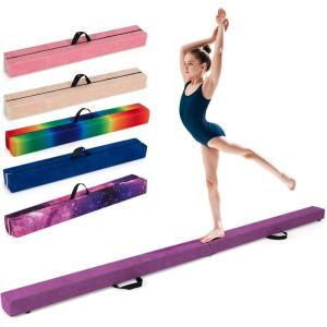 Giantex 7FT/8FT/9FT Balance Beam, Folding Gymnastics Beam w/Carry Handles, Floor Foam Gymnastics Equipment for Kids, Non Slip Rubber Base for Exercise, Practice & Professional Home Training(Purple)