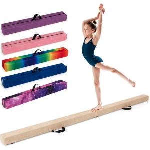 Giantex 7FT/8FT/9FT Balance Beam, Folding Gymnastics Beam w/Carry Handles, Floor Foam Gymnastics Equipment for Kids, Non Slip Rubber Base for Exercise, Practice & Professional Home Training(Coffee)