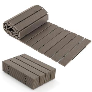 Giantex 8 FT Wooden Garden Pathway 2PCS, 21.5″ W Roll Out Hardwood Walkway with Non-Slip Surface, Tools Free Assembly, Outdoor Rustic Decorative Boardwalk Flooring Pavers for Backyard Wedding(Gray)