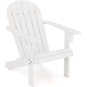 Giantex Acacia Wood Adirondack Chair – Outdoor Fire Pit Chair with 105° Inclined Seat, High Backrest, 4″ Wide Armrests, Patio Lounge Chair for Outside, Lawn, Backyard, Garden, Deck, Porch (1, Grey)(White)