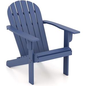 Giantex Acacia Wood Adirondack Chair – Outdoor Fire Pit Chair with 105° Inclined Seat, High Backrest, 4″ Wide Armrests, Patio Lounge Chair for Outside, Lawn, Backyard, Garden, Deck, Porch (1, Grey)(Blue)