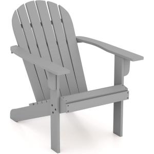 Giantex Acacia Wood Adirondack Chair – Outdoor Fire Pit Chair with 105° Inclined Seat, High Backrest, 4″ Wide Armrests, Patio Lounge Chair for Outside, Lawn, Backyard, Garden, Deck, Porch (1, Grey)(Grey)