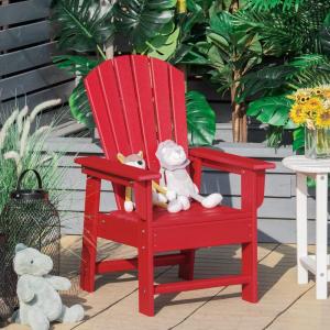 Giantex Adirondack Chair, Kids HDPE Patio Lawn Chair with Ergonomic Backrest for Deck, Porch, Backyard, Poolside, Indoor, Weather Resistance Toddler Outdoor Chair (4, Turquoise)(Red)