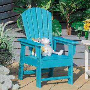 Giantex Adirondack Chair, Kids HDPE Patio Lawn Chair with Ergonomic Backrest for Deck, Porch, Backyard, Poolside, Indoor, Weather Resistance Toddler Outdoor Chair (4, Turquoise)(Turquoise)