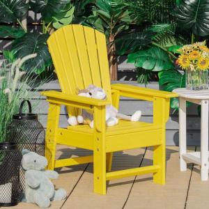 Giantex Adirondack Chair, Kids HDPE Patio Lawn Chair with Ergonomic Backrest for Deck, Porch, Backyard, Poolside, Indoor, Weather Resistance Toddler Outdoor Chair (4, Turquoise)(Yellow)