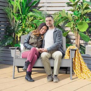 Giantex Adirondack Chair Outdoor Loveseat, High Density Polyethylene HDPE Material Adirondack Chairs Set of 2 People, Patio Adirondack Bench for Porch, Garden, Backyard Fire Pit Chair (1, Gray)(Grey)