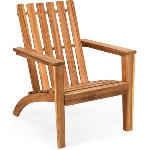 Giantex Adirondack Chair Set of 4 Acacia Wood Outdoor Chairs, 350 lbs Weight Capacity, Weather Resistant Campfire Chairs for Lawn Seating, Garden, Poolside, Balcony, Patio Lounger(Wood)