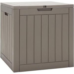 Giantex Deck Boxes Outdoor Waterproof – 30 Gallon Patio Storage Box with Lockable Lid, Built-in Handles, Storage Bin for Poolside, Package Delivery, Cushions, Garden Tools, Outside Storage Box (Brown)(Brown)