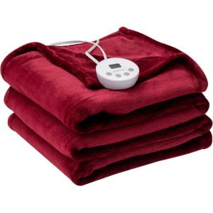 Giantex Electric Heated Blanket, 84″ x 62″ Flannel Thermal Blanket w/Machine Washable, 10 Heating Levels, 12 Hour Auto Shut-Off, Overheat Protection, Twin Size Heating Blanket for Bed Couch, Red