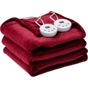 Giantex Electric Heated Blanket, 84″ x 90″ Flannel Thermal Blanket w/Machine Washable, 10 Heating Levels, 12 Hour Auto Shut-Off, Overheat Protection, Queen Size Heating Blanket for Bed Couch, Red