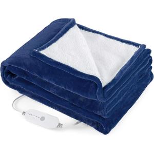 Giantex Electric Heated Throw Blanket – 84” x 62” Electric Heating Blanket Throw w/ 5 Heating Levels 10 Hours Auto-Off Overheat Protection Washable for Home & Office Full Body Warming (Red, Twin)(Blue)