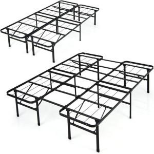 Giantex Folding Bed Frame, Twin/Full Size Portable Bed Base for Kids, Teens & Adults, Tool-Free Assembly, No Box Spring Needed, 660 LBS Capacity, Steel Platform Bed(Twin/Full)