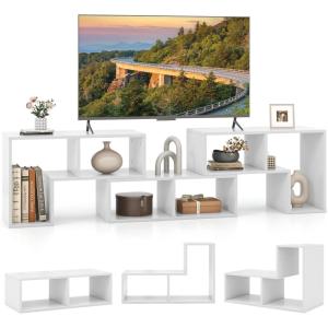 Giantex Free-Combination TV Stand for Bedroom – Entertainment Center for 50 55 60 65 Inch TV, 3-Piece Media Console Table with Storage Cubes, Deformable Open Storage Bookcase Shelf (White)(White)