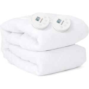 Giantex Heated Mattress Pad Queen – 60” x 80” Quilted Electric Bed Warmer w/ 10 Heating Levels, 8H Auto Off, 1-12H Timer, Double Controller, Overheat Protection, Electric Mattress Pad(Queen)