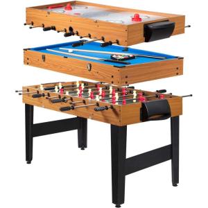 Giantex Multi Game Table, 3-in-1 48″ Combo Game Table w/Soccer, Billiard, Slide Hockey, Wood Foosball Table, Perfect for Game Rooms, Arcades, Bars, Parties, Family Night