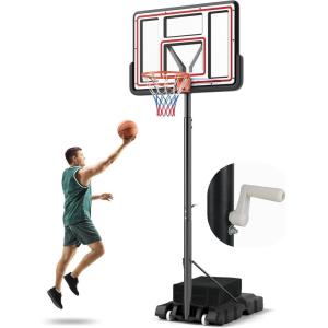 Giantex Portable Basketball Hoop Outdoor – 7.4-10 FT Height Adjustable Basketball Goal System w/ 44 Inch Shatterproof PC Backboard, Fillable Base, Basketball Hoop Indoor for Adults, Backyard, Driveway