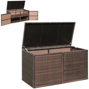Giantex Rattan Deck Box 88 Gallon Wicker Storage Box W/Separate Storage Shelf, Openable Door, Steel Frame, Toys and Tools Organize for Yard, Garden, Balcony, Porch, Patio Rattan Storage Box (Brown)(Brown)