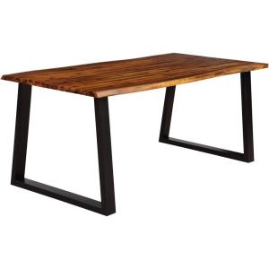 Giantex Rectangular Acacia Wood Dining Table Rustic Indoor & Outdoor Furniture (Rustic Brown&Black)(Rustic Brown&black)