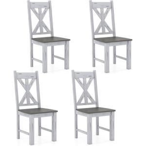 Giantex Retro Wooden Dining Chairs Set of 2, Farmhouse Kitchen Chairs w/Rubber Wood Frame, Elegant Hollowed Backrest, Armless Dining Room Chairs, Rustic Side Chairs for Restaurant, Living Room, Grey(2)