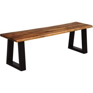 Giantex Set of 2 Wooden Dining Bench Seating Chair Rustic Indoor &Outdoor Furniture(Rustic Brown&black)