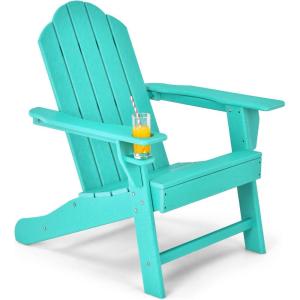 Giantex Set of 4 Adirondack Chair Outdoor Fire Pit Chairs, HDPE Weather Resistant Patio Chair for Campfire,Deck, Garden, Yard, Lawn Furniture Porch and Lawn Seating Composite Chairs(Turquoise)