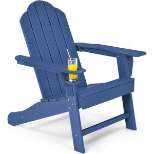 Giantex Set of 4 Adirondack Chair Outdoor Fire Pit Chairs, HDPE Weather Resistant Patio Chair for Campfire,Deck, Garden, Yard, Lawn Furniture Porch and Lawn Seating Composite Chairs(Navy)