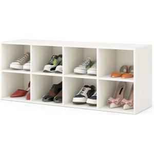 Giantex Shoe Bench 8 Cubes, 40″ Entryway Bench with Storage, 8-Cubby Shoe Rack, Shoe Organizer Storage Cabinet for Entryway, Hallway, Mudroom, Living Room, Bedroom, Support up to 500 lbs, Black(White)