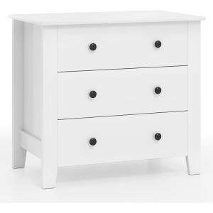 Giantex Small 3-Drawer Dresser for Bedroom – 28.5” x 18” x 26” Wide Chest of Drawers, Modern Large Nightstand, Storage Cabinet, Closet Storage Organizer for Living Room, Hallway (White)(White)