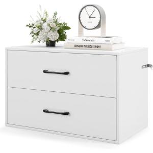 Giantex Stackable 2-Drawer Dressers for Bedroom – Short Dresser Two Drawer Storage Cabinet w/Handles & Anti-Topping Device, Small Dresser Chest of 2 Drawers for Closet Bedroom (1, White)(White)