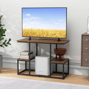 Giantex TV Stand for 50-Inches TVs – Industrial Sofa Table with Open Storage Shelves, 2-Tier Display Rack, Entertainment Center for Living Room, Bedroom, Entryway, Console Table, Rustic Brown