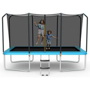 Giantex Trampoline, 8 FT x 14 FT ASTM Certified Rectangular Trampoline with Enclosure, Ladder, Double-Side Galvanized Steel Frame, Max Load 440 Lbs, Outdoor Recreational Trampolines for Kids, Adults(Blue)