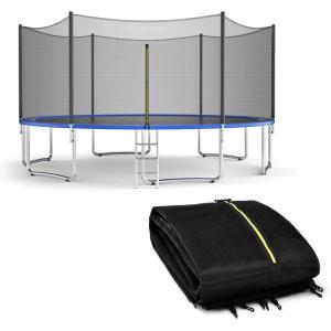 Giantex Trampoline Safety Net, 8 10 12 14 15 16Ft Weather-Resistant Replacement Enclosure Net for Round Frame, with Double-Headed Zippers, Protection Buckles & Enhanced Hook, Poles Not Included(16FT 6 Poles)
