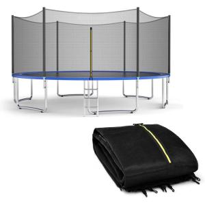 Giantex Trampoline Safety Net, 8 10 12 14 15 16Ft Weather-Resistant Replacement Enclosure Net for Round Frame, with Double-Headed Zippers, Protection Buckles & Enhanced Hook, Poles Not Included(10FT 6 Poles)