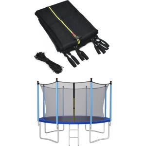Giantex Trampoline Safety Net w/Adjustable Straps, 8 10 12 14 15 16Ft Weather-Resistant Replacement Enclosure Net with Double-Headed Zipper, Protection Buckle, Poles Not Included(12FT 8 Poles)