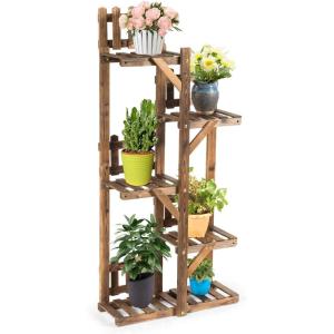Giantex Wood Plant Stand Rack 5 Tier 6 Potted, Multiple Plant Stand Flower Pots Holder Display Shelf Rack Planter Indoor Outdoor for Garden Corner Balcony Patio Living Room(24 x 10 x 51.5 inches)