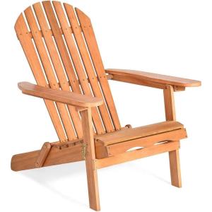 Giantex Wooden Adirondack Chair Outdoor Lounger Chair, Folding Adirondack Chairs 400 lbs Weight Capacity for Patio, Garden, Deck, Porch, Lawn, Oversized Backyard Seating Fire Pit Chairs(1)