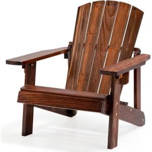Giantex Wooden Kid’s Adirondack Chair – All Weather Patio Chair with High Backrest, Arm Rest, 110 LBS Weight Capacity, Outdoor Fir Wood Porch Chair for Balcony, Backyard, Poolside, Yard (1, Coffee)(Coffee)