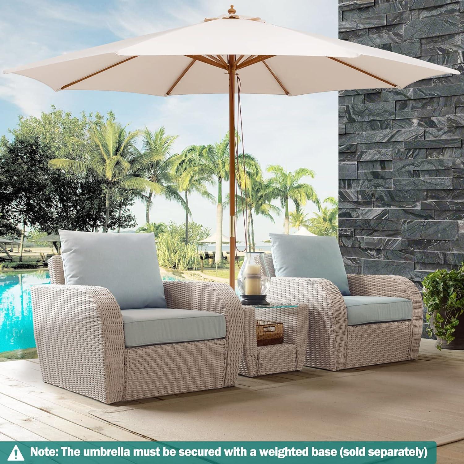 image:imageGiantex 10FT Patio Umbrella Outdoor Table Market Umbrella with 8 Bamboo Ribs Pulley Lift and Ventilation Hole Outdoor Sunshade Umbrella for Poolside Backyard BeachBeige