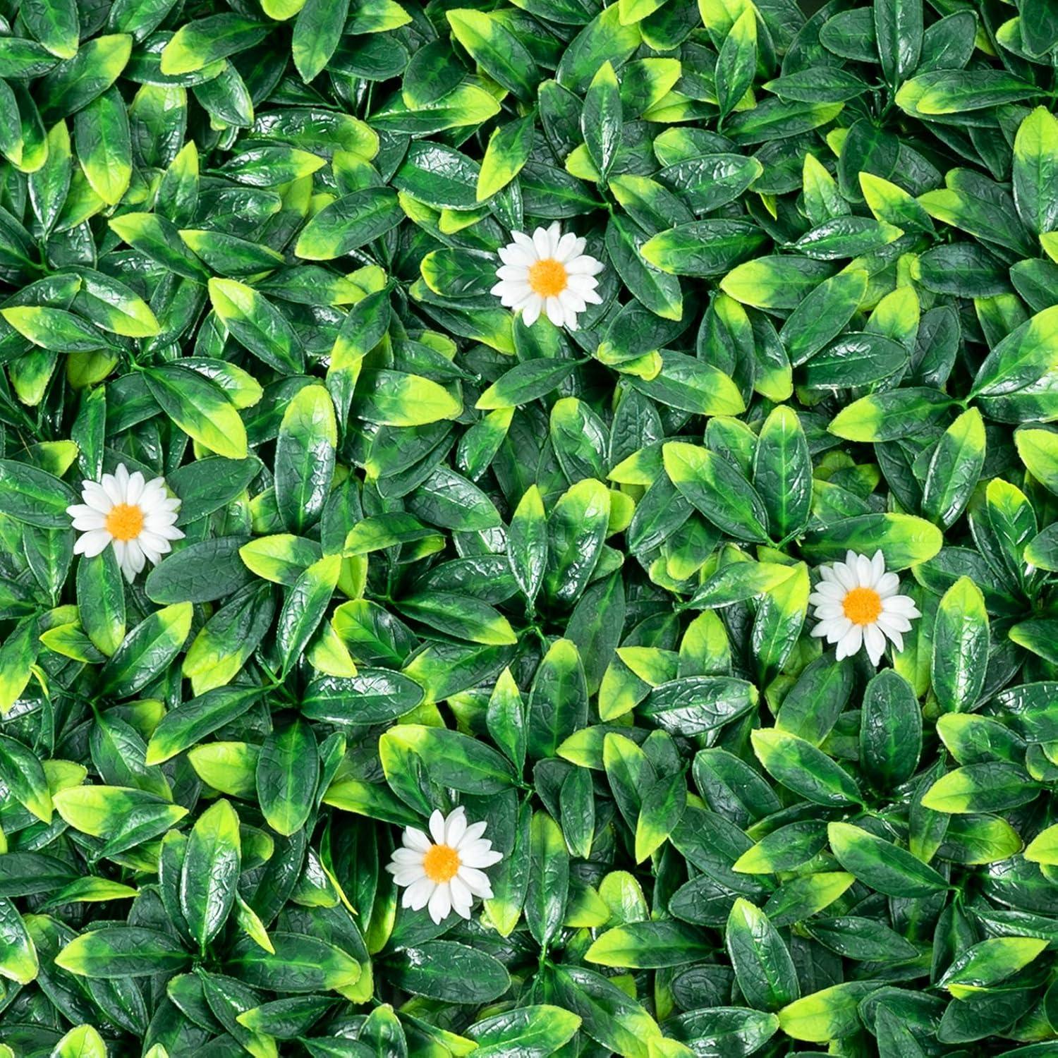 image:imageGiantex 12PCS 20x20inch Artificial Boxwood Panels 333 Square Feet Faux Greenery Wall Privacy Hedge Screen for Wedding Decorations Fence Backdrop Outdoor Patio Garden Topiary Hedge Protective ScreenGreen Laurel Daisy