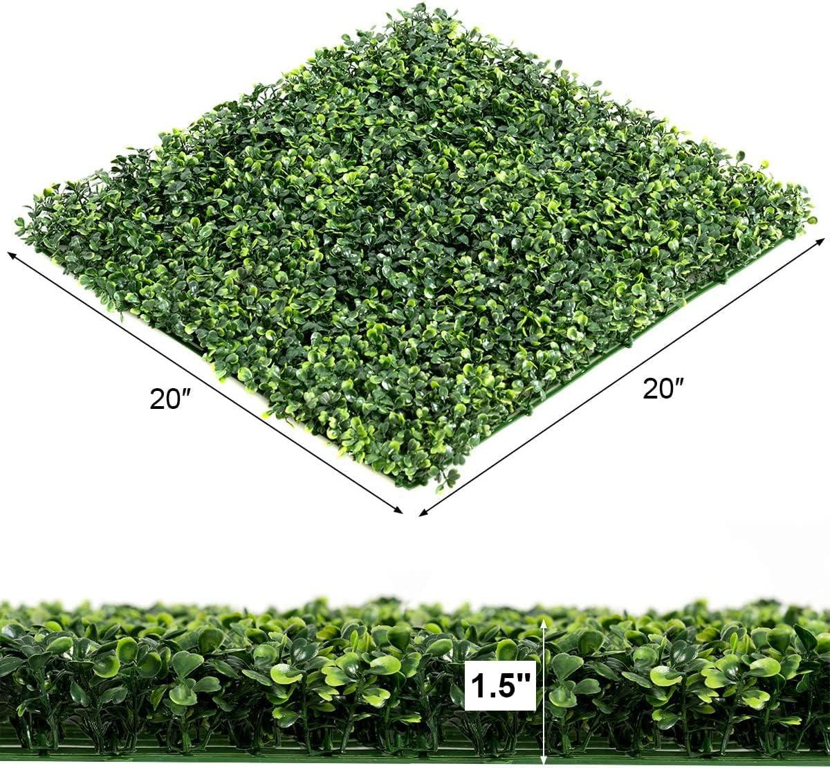 image:imageGiantex 12PCS 20x20inch Artificial Boxwood Panels 333 Square Feet Faux Greenery Wall Privacy Hedge Screen for Wedding Decorations Fence Backdrop Outdoor Patio Garden Topiary Hedge Protective ScreenGreen Boxwood
