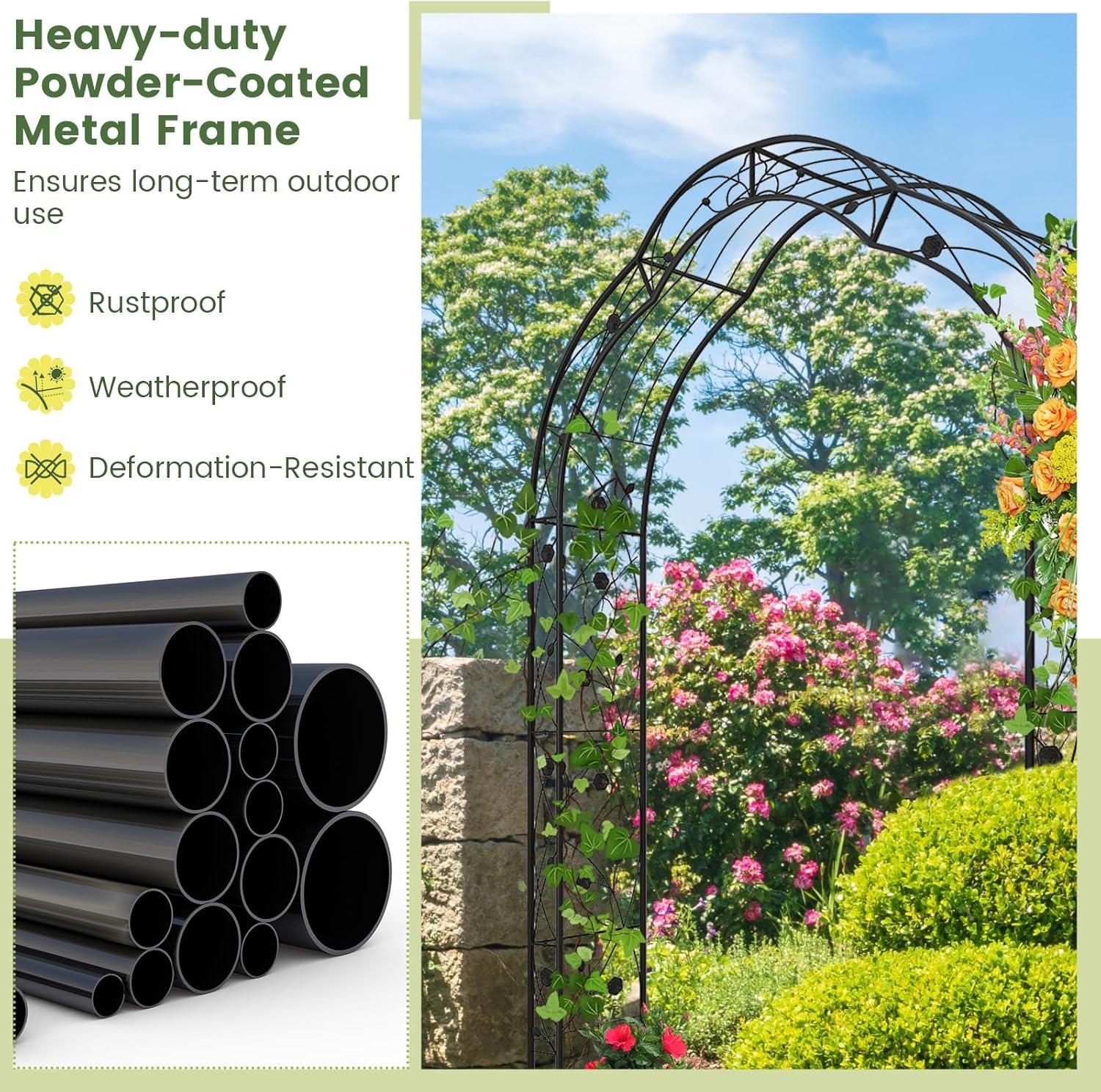 image:imageGiantex 2 Half Garden Arch Trellis 82 FT Metal Garden Arbor 6 Sizes Easy Assembly Archway for Climbing Plants Roses Vines Outdoor Trellis Pergola for Wedding Bridal Party Ceremony Lawn Decor