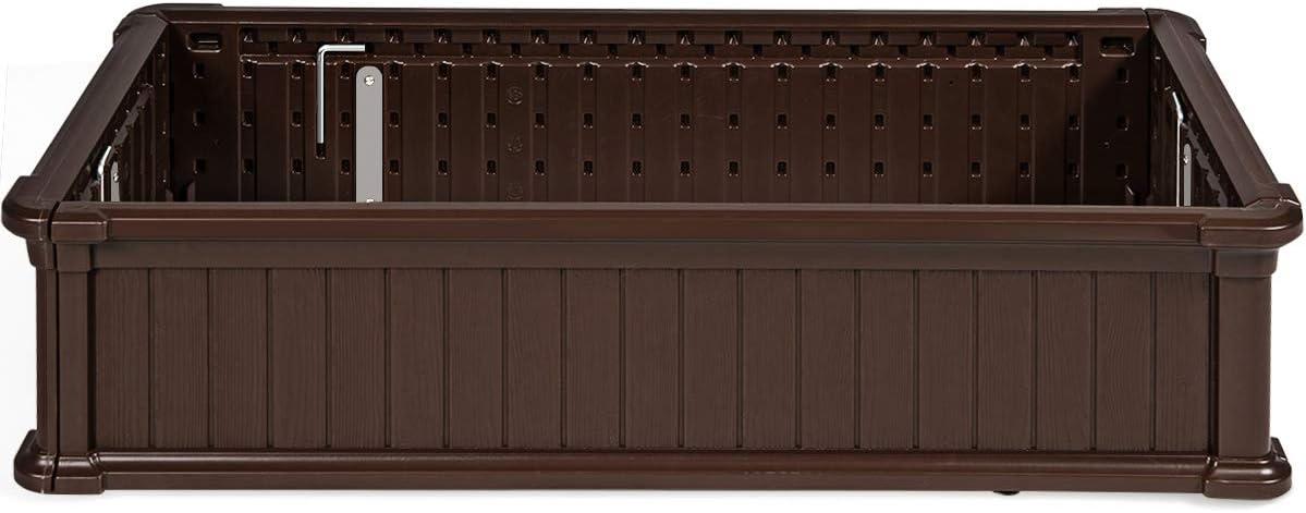 image:imageGiantex 2 Pcs Plant Raised Bed Planter for Vegetables Flower Outdoor Garden Plant Box Patio Backyard Easy Assembly 48Lx24Wx12H Brown
