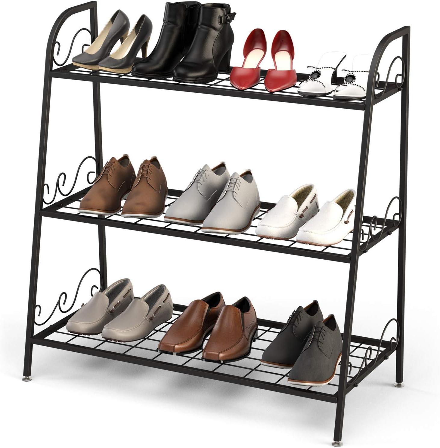 image:imageGiantex 2 Tier Metal Plant Stand Indoor Outdoor Plant Shelf Flower Rack Display Shelf Flower Pots Holder with Adjustable Feet for Garden Balcony Living Room 2tier 25 x 12 x 2453tier 32x 13 x 32