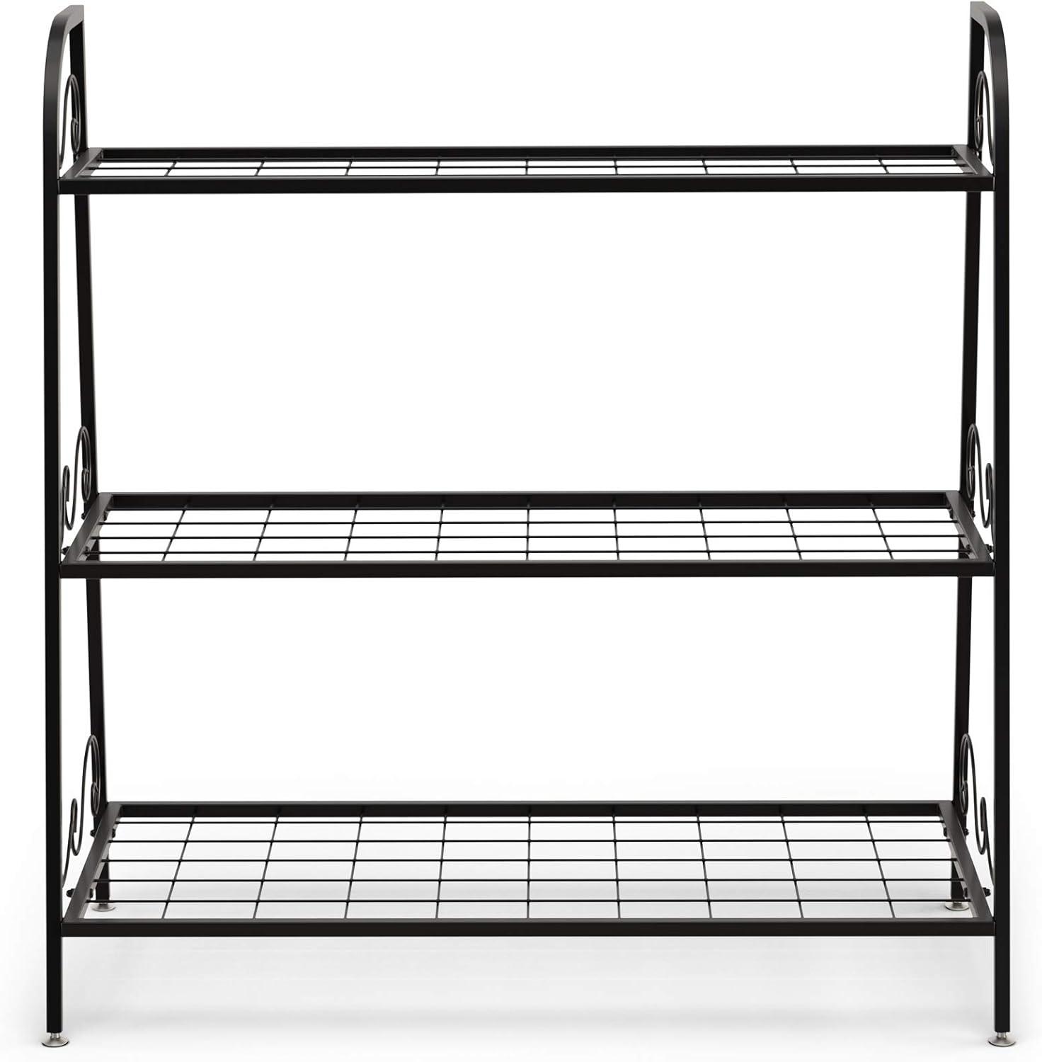 image:imageGiantex 2 Tier Metal Plant Stand Indoor Outdoor Plant Shelf Flower Rack Display Shelf Flower Pots Holder with Adjustable Feet for Garden Balcony Living Room 2tier 25 x 12 x 2453tier 32x 13 x 32